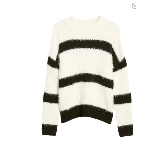 Cotton Emporium Stripe Mock Neck Eyelash Sweater - Picture 4 of 8